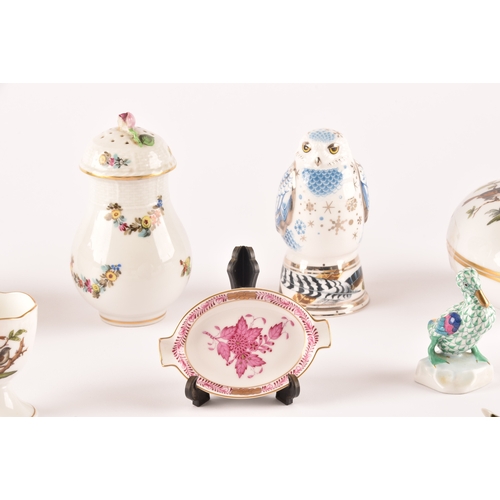 240 - A collection of porcelain, including pieces by Asprey, Royal Worcester, Royal Crown Derby owl candle... 