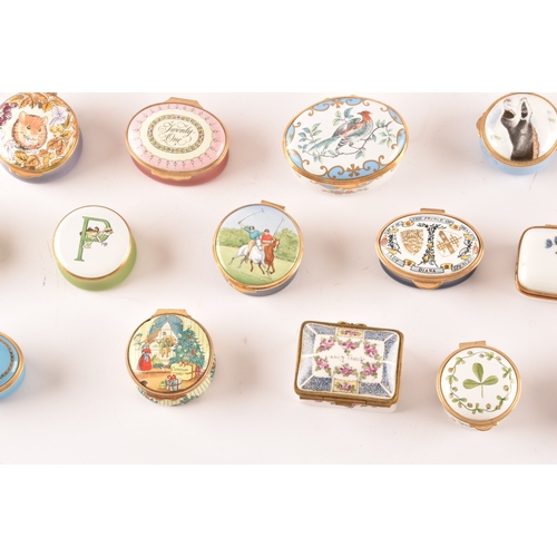 88 - A large collection of enamel pill boxes of varying shapes and sizes, maker's including Royal Worcest... 