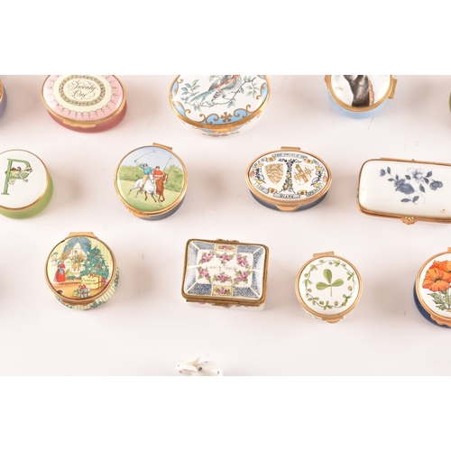 88 - A large collection of enamel pill boxes of varying shapes and sizes, maker's including Royal Worcest... 