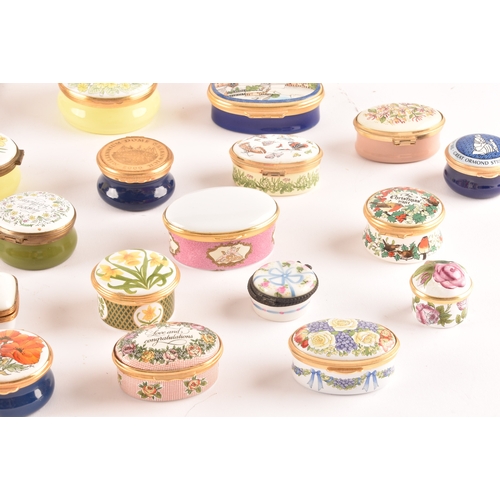 88 - A large collection of enamel pill boxes of varying shapes and sizes, maker's including Royal Worcest... 