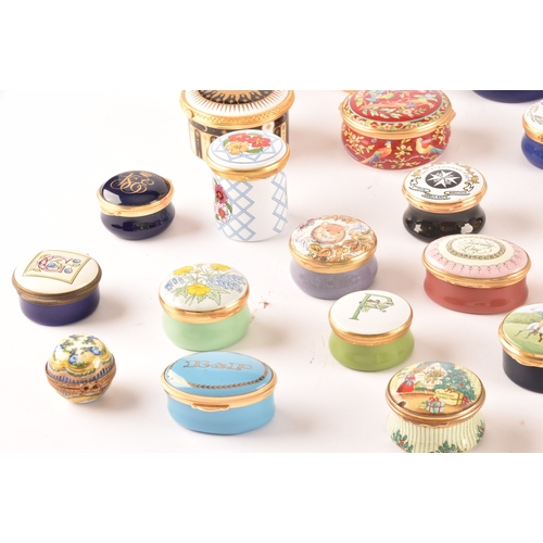 88 - A large collection of enamel pill boxes of varying shapes and sizes, maker's including Royal Worcest... 