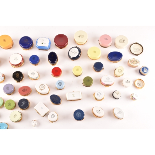 88 - A large collection of enamel pill boxes of varying shapes and sizes, maker's including Royal Worcest... 