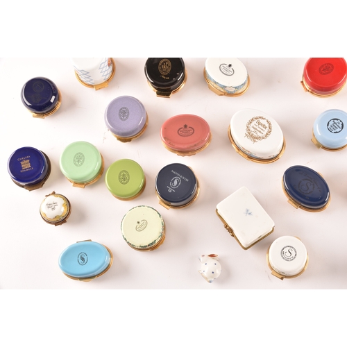 88 - A large collection of enamel pill boxes of varying shapes and sizes, maker's including Royal Worcest... 