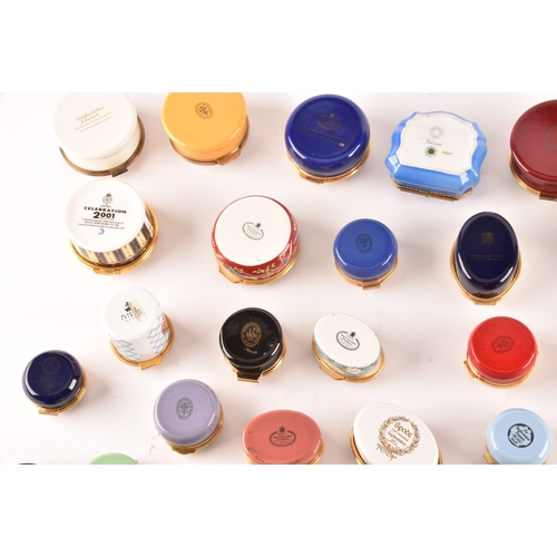 88 - A large collection of enamel pill boxes of varying shapes and sizes, maker's including Royal Worcest... 