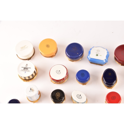 88 - A large collection of enamel pill boxes of varying shapes and sizes, maker's including Royal Worcest... 