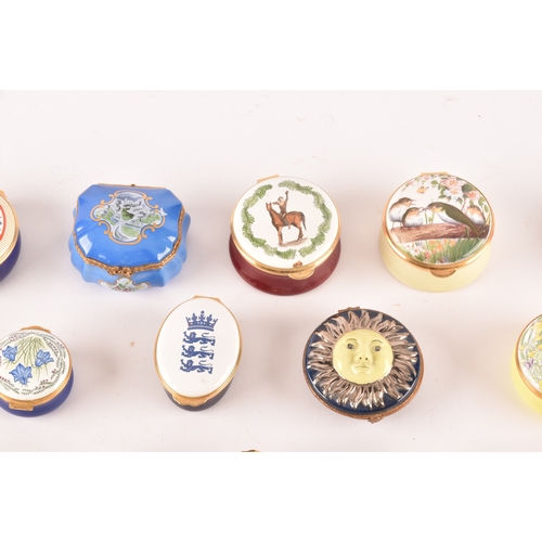 88 - A large collection of enamel pill boxes of varying shapes and sizes, maker's including Royal Worcest... 