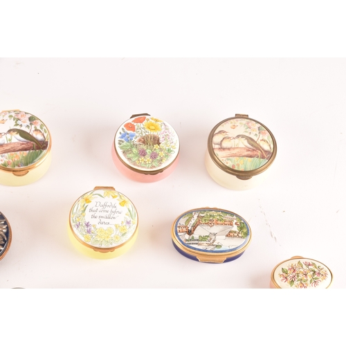 88 - A large collection of enamel pill boxes of varying shapes and sizes, maker's including Royal Worcest... 