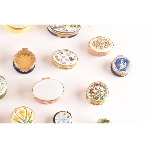 88 - A large collection of enamel pill boxes of varying shapes and sizes, maker's including Royal Worcest... 