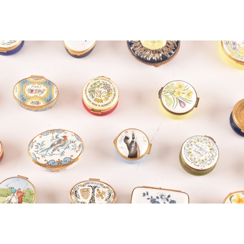 88 - A large collection of enamel pill boxes of varying shapes and sizes, maker's including Royal Worcest... 