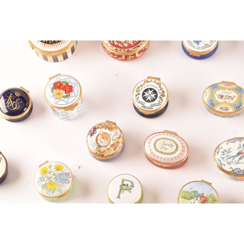 88 - A large collection of enamel pill boxes of varying shapes and sizes, maker's including Royal Worcest... 