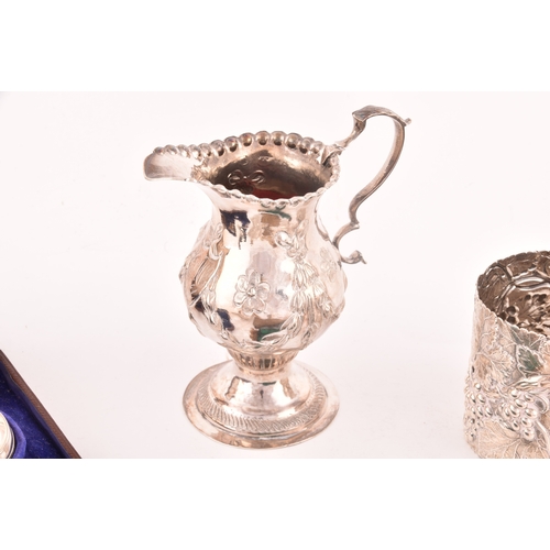 153 - A group of novelty silver, include a George III silver Queen jug, hallmarked London 1776 by John Dea... 