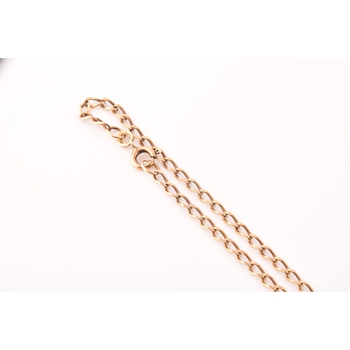 65 - A 9ct yellow gold ingot and chain, hallmarked Birmingham 1977, chain length 41 cm, total weight 20.0... 