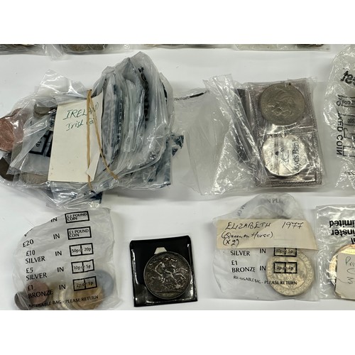 84 - A large collection of assorted silver and other coinage, mostly circulated, including a Victoria 189... 