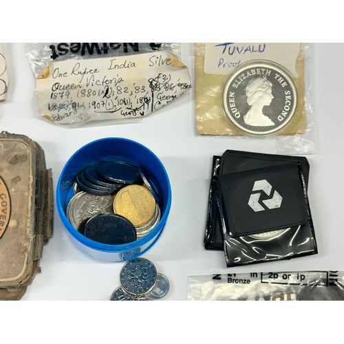 84 - A large collection of assorted silver and other coinage, mostly circulated, including a Victoria 189... 