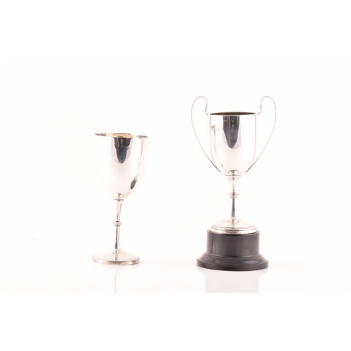 155 - Two silver trophies, a Victorian silver trophy, hallmarked for Sheffield 1893, and a George V silver... 