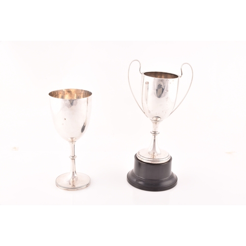 155 - Two silver trophies, a Victorian silver trophy, hallmarked for Sheffield 1893, and a George V silver... 