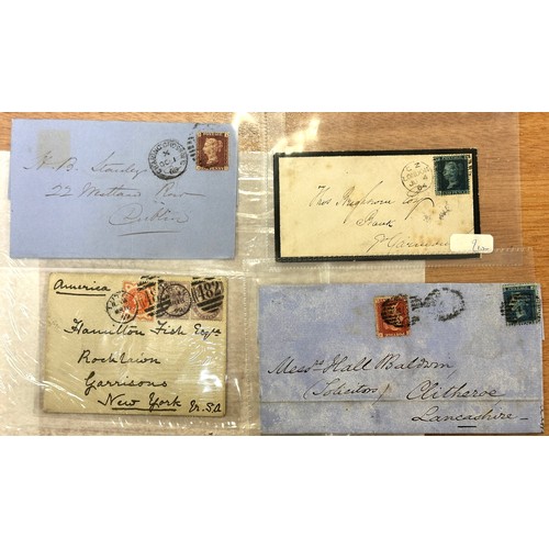 270 - 1840 1d. Two stamps on letters. black plate 2 SH (upper transfer shit), fine used with ample to larg... 