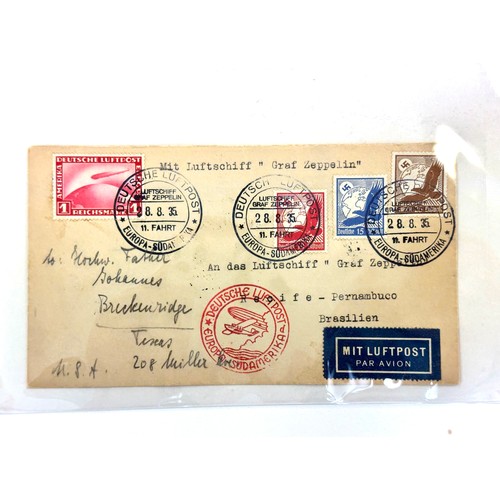 272 - Stamps. 1935 South America flight cover franked, various air stamps; 1931 1st Europe - America Fligh... 