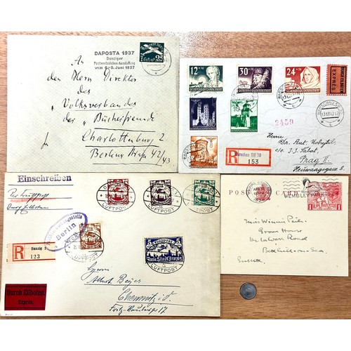 272 - Stamps. 1935 South America flight cover franked, various air stamps; 1931 1st Europe - America Fligh... 