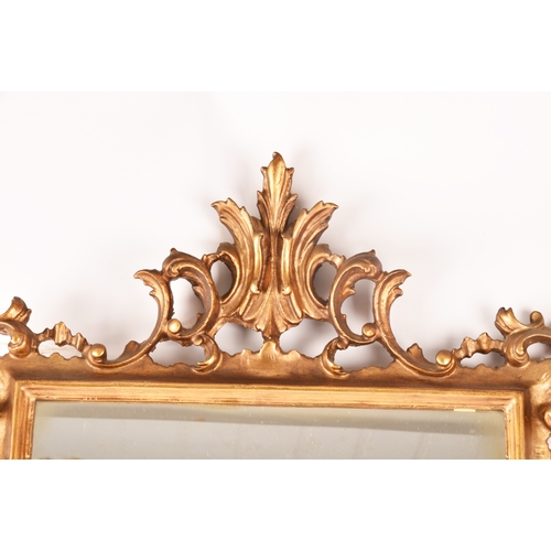 307 - A Rococo style gilt gesso wall mirror, with elaborate scrolled frame and rectangular plate, 79.5 x 5... 