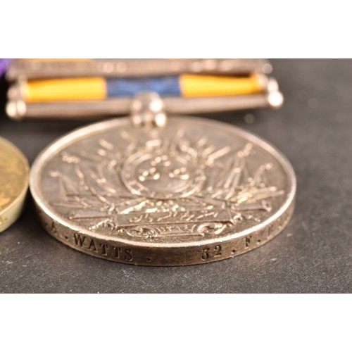 1 - A seven medal Boer War group awarded to: Gunner A. Watts Royal Artillery. Comprising: a Queen’s Suda... 