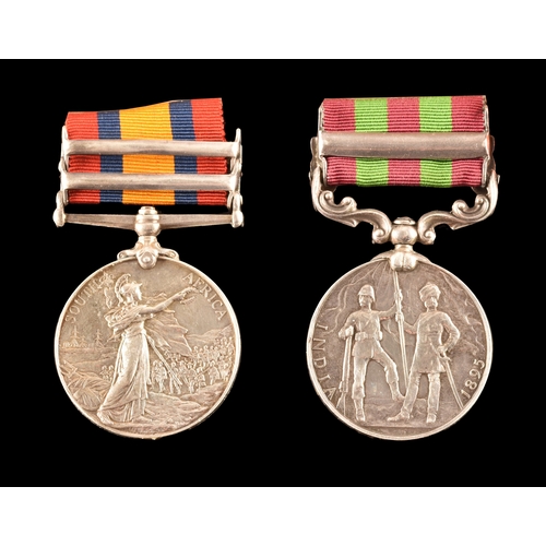 7 - A Boer War medal pair awarded to: Private S. Barlow, Highland Light Infantry. Comprising: India Gene... 