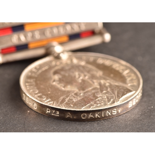 8 - A Boer War medal pair awarded to: Private A. Oakins, 1st Battalion, Bedford Regiment. Comprising: In... 