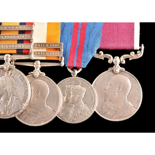 11 - A Boer War D.C.M. five medal group awarded to: 6399 Quartermaster Sergeant F. S. Marsland, Royal Arm... 