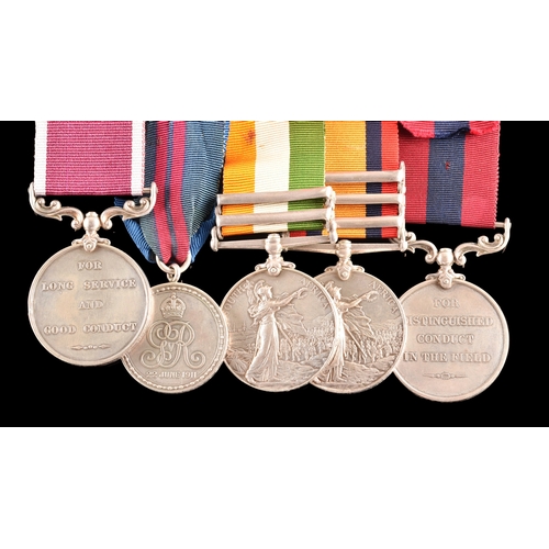 11 - A Boer War D.C.M. five medal group awarded to: 6399 Quartermaster Sergeant F. S. Marsland, Royal Arm... 