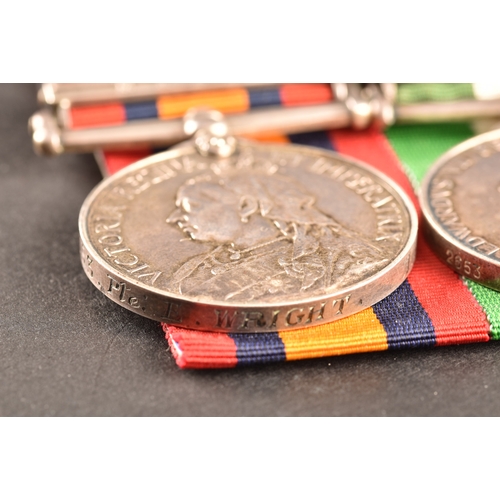 16 - A Boer War medal pair awarded to: 2653 Private Ernest Hughes Wright, Army Ordnance Corps. Comprising... 