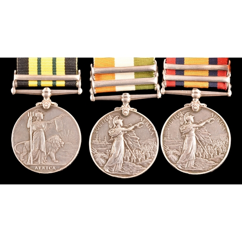 18 - A Boer War three medal group awarded to: 4626 Private / Shoeing Smith W. Thorley, 5th Dragoon Guards... 