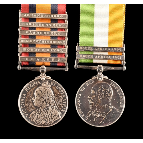 20 - A Boer War medal pair awarded to: 11750 Sergeant J. Castell, Army Service Corps. Comprising: Queen&r... 