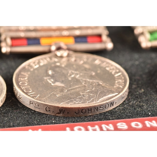 21 - A four medal Boer War group awarded to: 3562 Private G. W. Johnson Grenadier Guards. Comprising: a Q... 