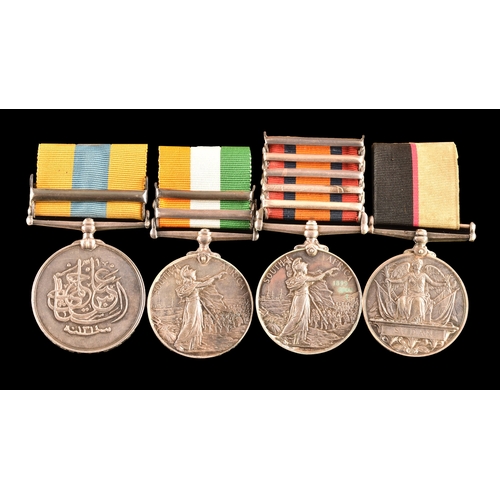 25 - A four medal Boer War group awarded to: 1986 Private George Offord, 2nd Rifle Brigade. Comprising: a... 