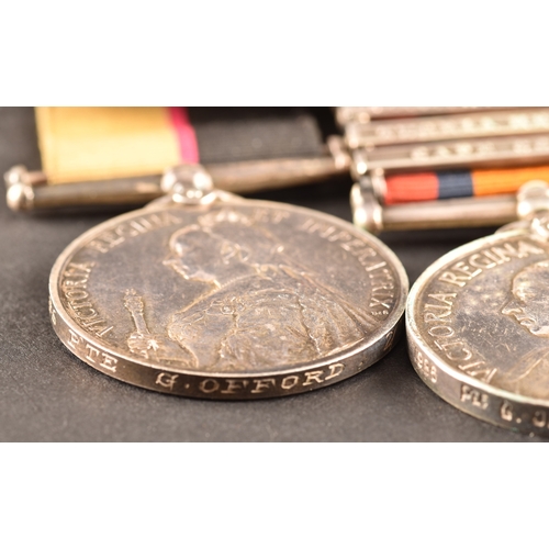 25 - A four medal Boer War group awarded to: 1986 Private George Offord, 2nd Rifle Brigade. Comprising: a... 