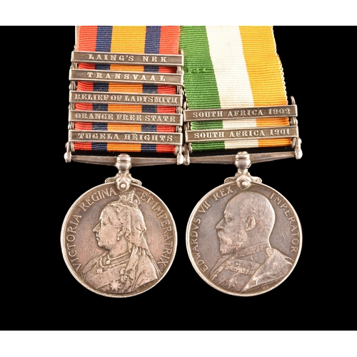 26 - A Boer War medal pair awarded to: 2996 Private J. Roston West Yorkshire Regiment. Comprising: Queen&... 