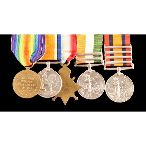 27 - A Boer War medal pair and Great War trio awarded to: 3958 / 25847 Private H. Sheard 11th Hussars, la... 