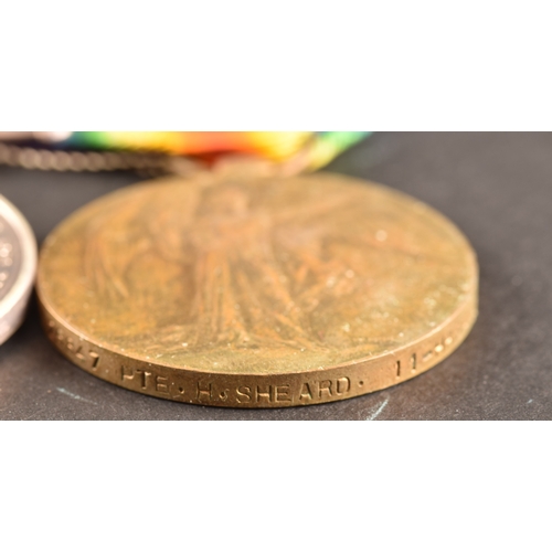 27 - A Boer War medal pair and Great War trio awarded to: 3958 / 25847 Private H. Sheard 11th Hussars, la... 