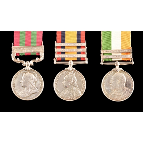 32 - A Boer War and India GSM Medal trio awarded to: 4366 Private David Stewart 1st and 2nd Battalion Hig... 