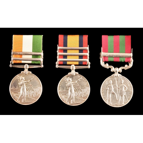 32 - A Boer War and India GSM Medal trio awarded to: 4366 Private David Stewart 1st and 2nd Battalion Hig... 