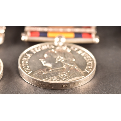 32 - A Boer War and India GSM Medal trio awarded to: 4366 Private David Stewart 1st and 2nd Battalion Hig... 