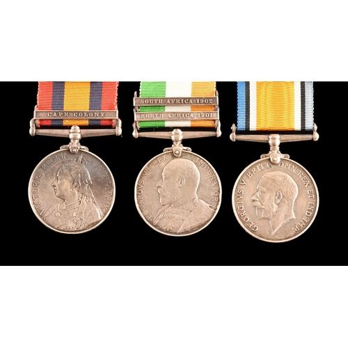 35 - A Boer War Medal pair and Great War medal awarded to: 907 Corporal F. Whale Queen's Royal West Surre... 