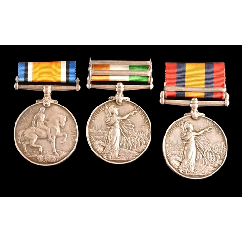 35 - A Boer War Medal pair and Great War medal awarded to: 907 Corporal F. Whale Queen's Royal West Surre... 