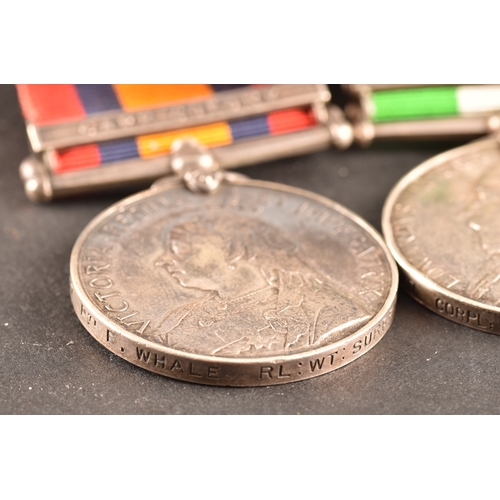 35 - A Boer War Medal pair and Great War medal awarded to: 907 Corporal F. Whale Queen's Royal West Surre... 