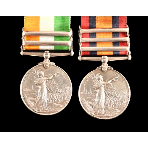 38 - A Boer War medal pair awarded to: 5523 Private J. Cottam 1st Border Regiment. Comprising: Queen&rsqu... 