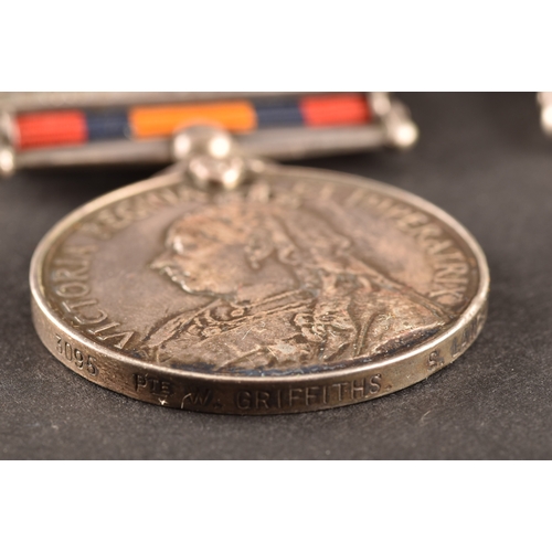 42 - A Boer War medal pair awarded to: 3095 Private W. Griffiths, 1st Battalion South Lancashire Regiment... 