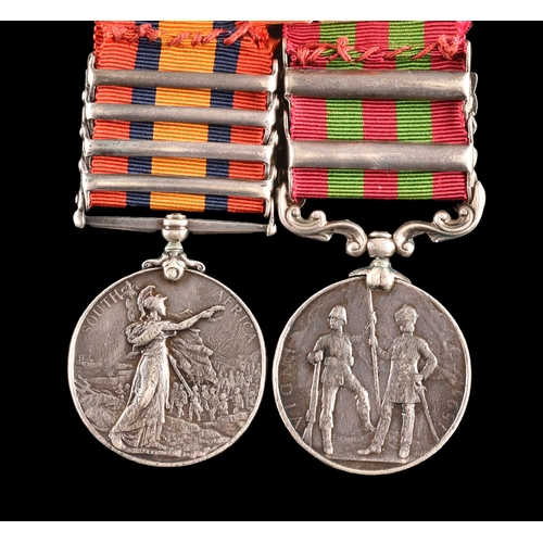 43 - A Boer War and India GSM medal pair awarded to: 3038 Sergeant Walter Tunnicliffe, Derby Regiment. Co... 