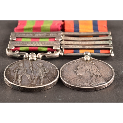 43 - A Boer War and India GSM medal pair awarded to: 3038 Sergeant Walter Tunnicliffe, Derby Regiment. Co... 