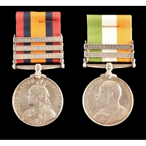 44 - A Boer War medal pair awarded to: 2407 Corporal J.F.G. Reed, 2nd Battalion, Lincolnshire Regiment. C... 