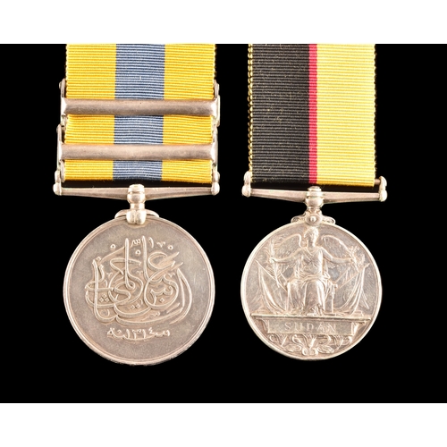 57 - A Sudan Campaign medal pair awarded to: 4093 Private J. Holt, 1st Royal Warwickshire Regiment. Compr... 